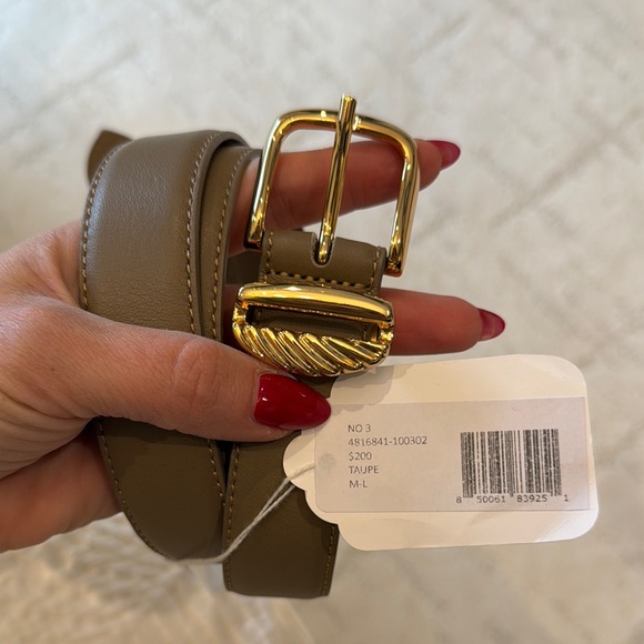 AUREUM Accessories - NWT Taupe Leather Belt with Gold Buckle